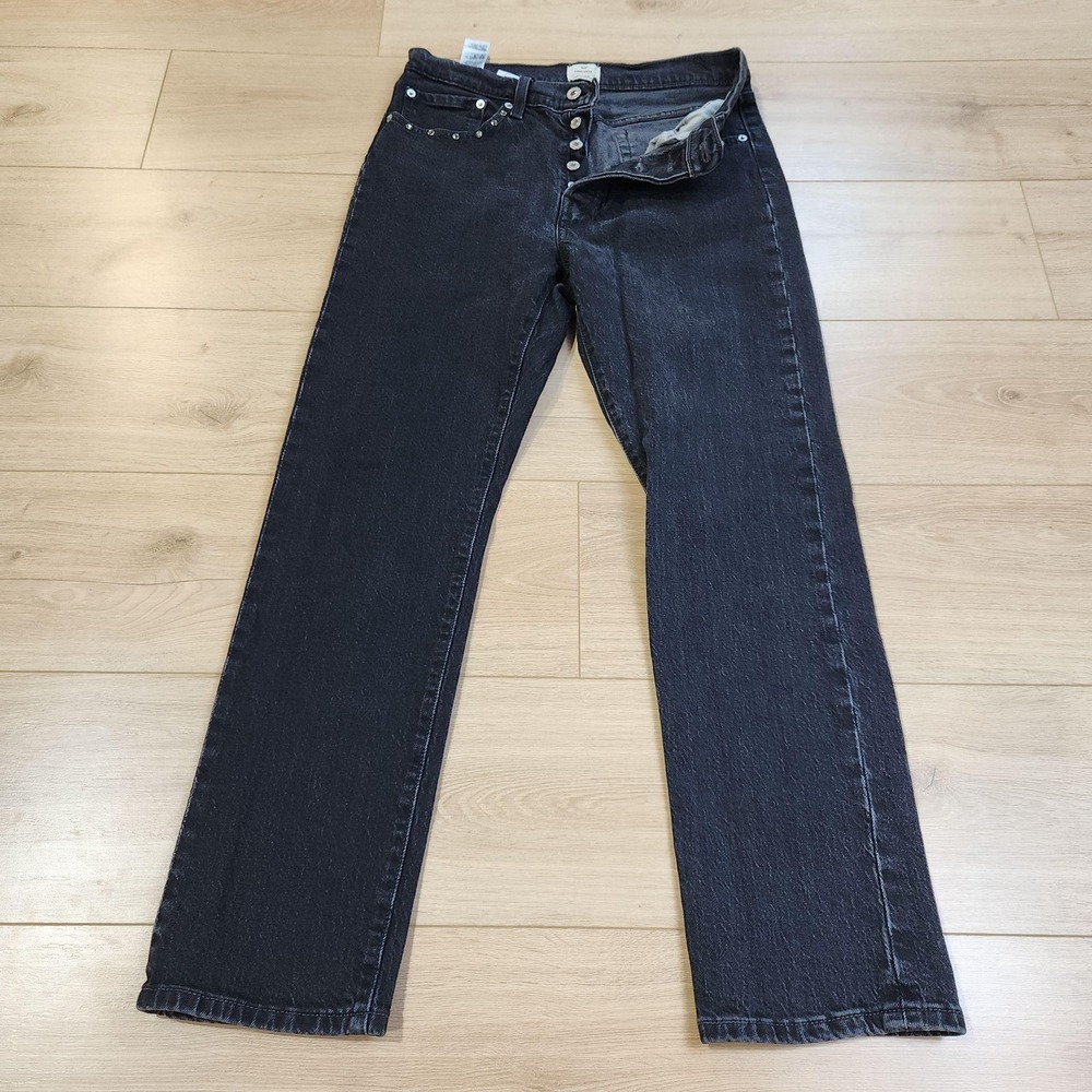 Levis 501 Jeans Womens 30x30 Black Button Fly Straight Denim Studded Pockets